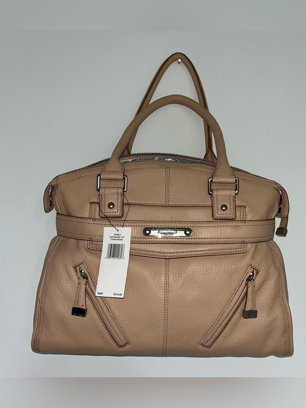 Calvin Klein Pebbled Taupe Satchel Handbag